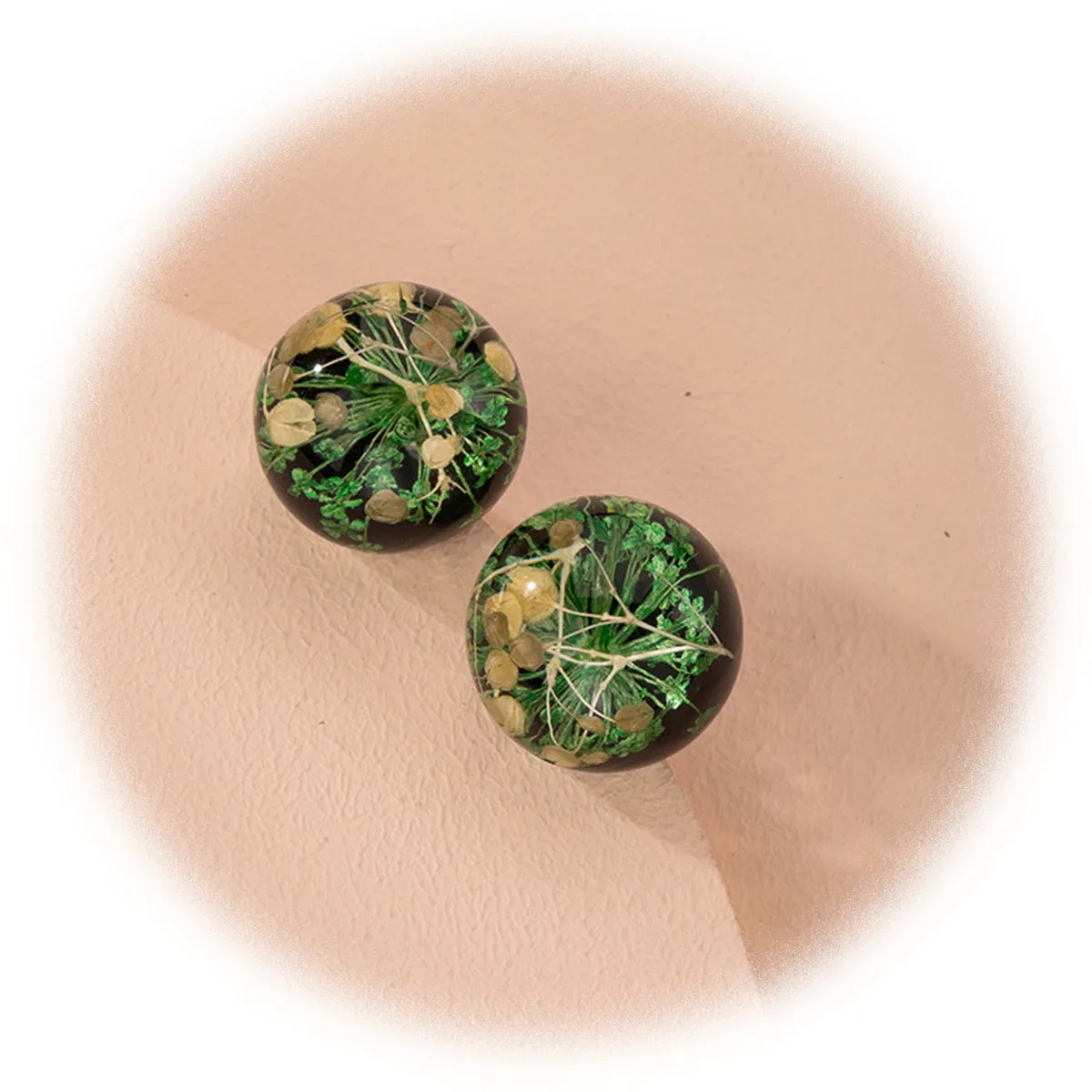 Yellow & Silver-Plated Flower Ball Stud Earrings
