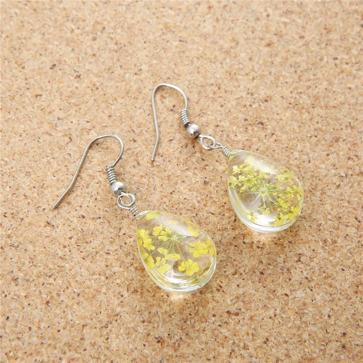 Yellow Baby'S-Breath Drop Earrings