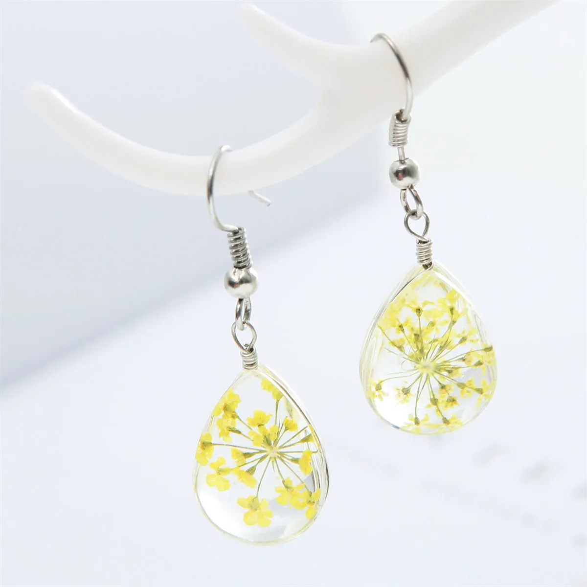 Yellow Baby'S-Breath Drop Earrings