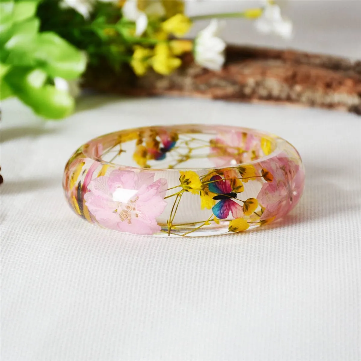 Yellow Dried Flower Bangle