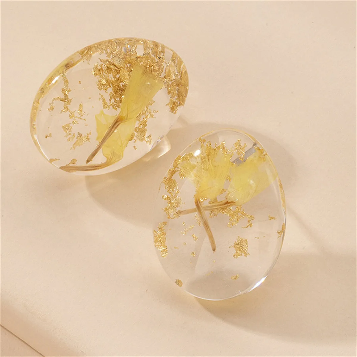 Yellow Floral & Silver-Plated Earrings