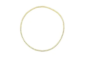 Yellow Gold Emerald Cut Diamond Tennis Necklace