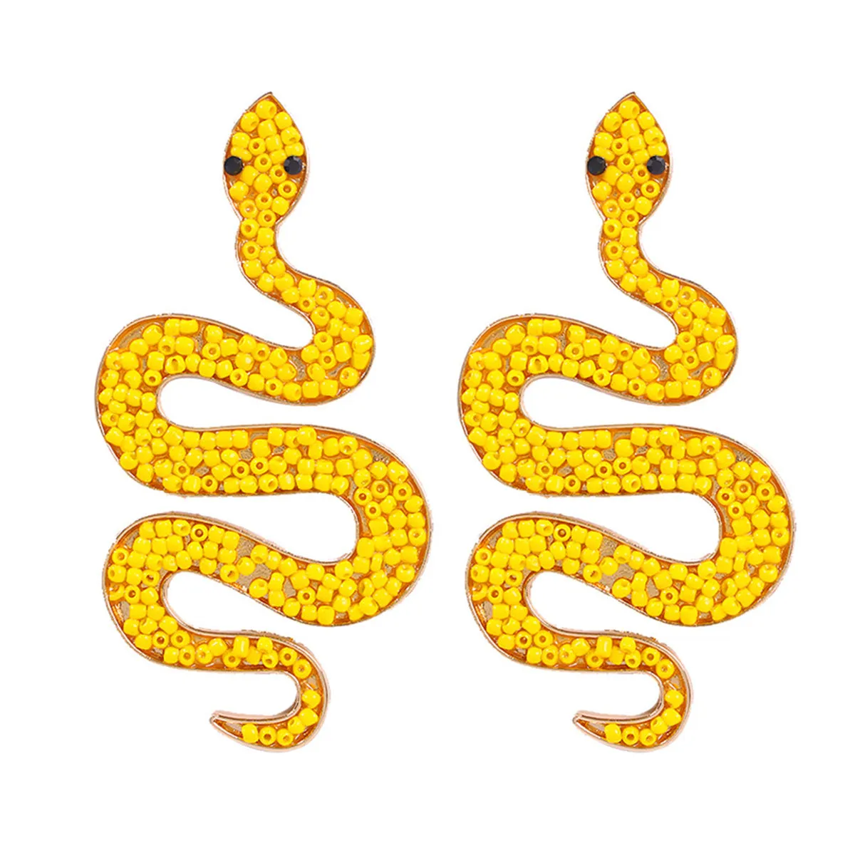 Yellow Howlite & 18K Gold-Plated Snake Dangle Earrings