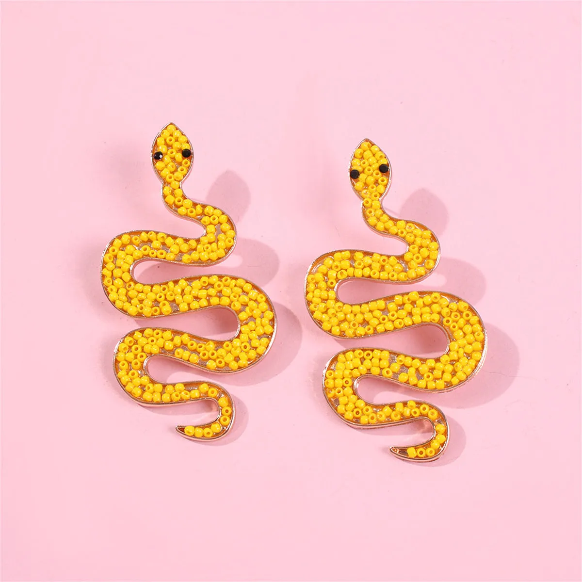 Yellow Howlite & 18K Gold-Plated Snake Dangle Earrings