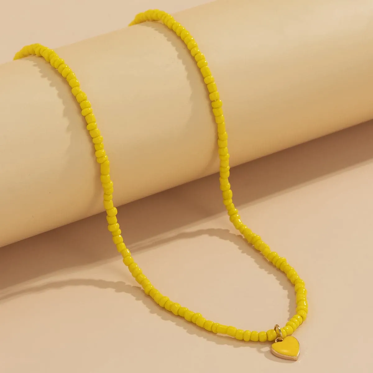 Yellow Howlite & Enamel 18K Gold-Plated Heart Pendant Necklace