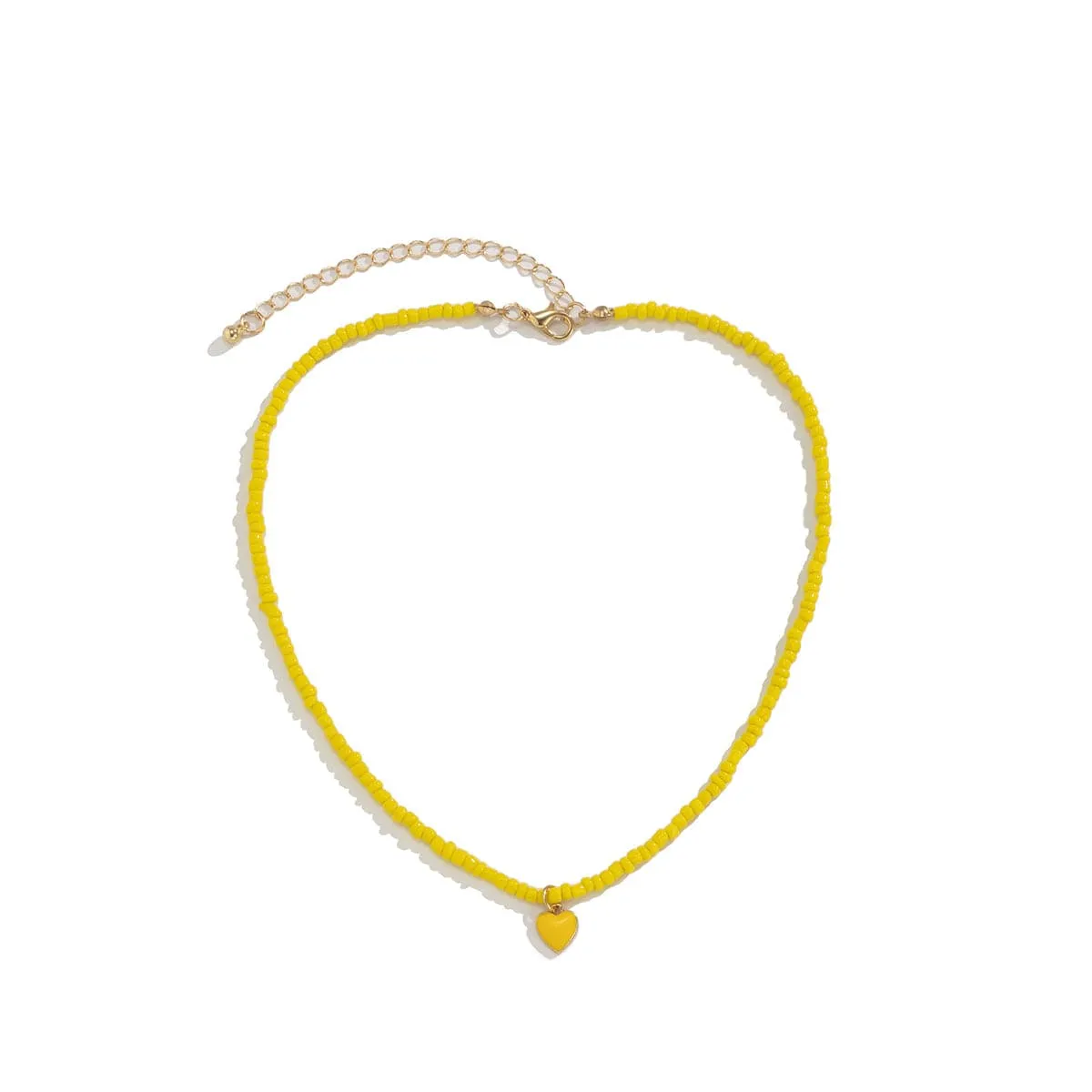 Yellow Howlite & Enamel 18K Gold-Plated Heart Pendant Necklace