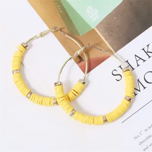 Yellow Polymer Clay & 18K Gold-Plated Hoop Earrings