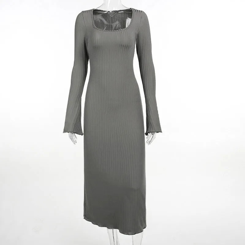 YJ23388Summer New Fashionable Elegant Slim Fit Square CollarASwing Design Basic Style Dress Women's Clothing
