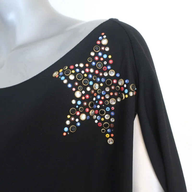 Yves Saint Laurent S/S 2008 Embellished Star Asymmetric Tunic Black Size Large