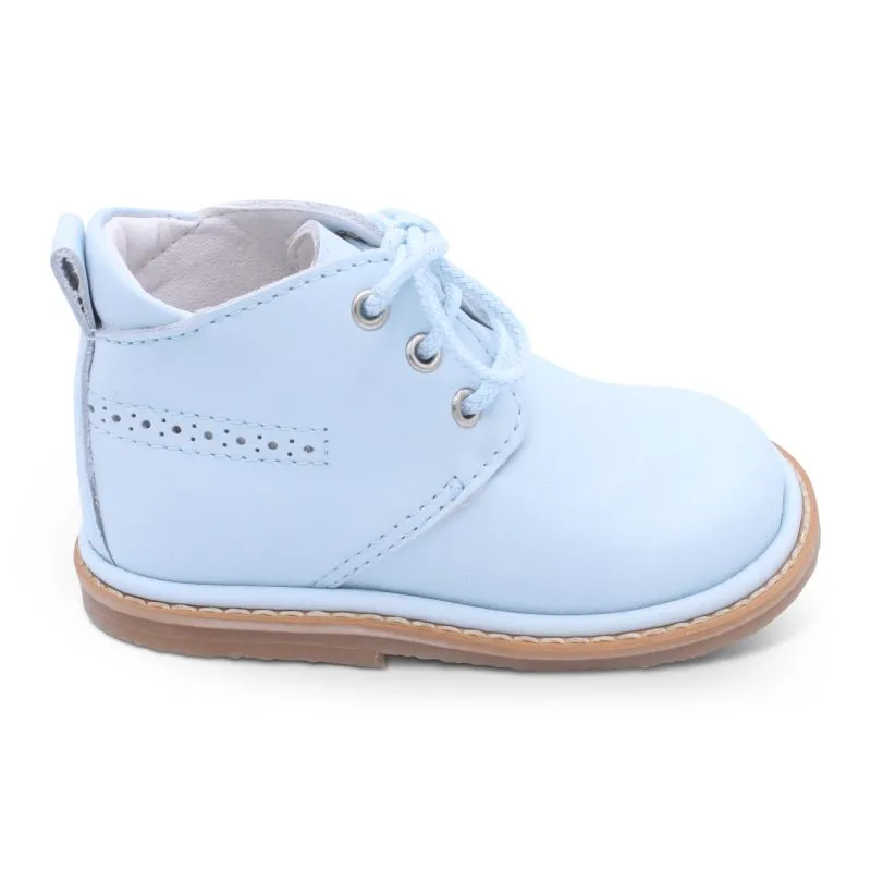 'Zachary' Boys Pale Blue Leather Lace Boots