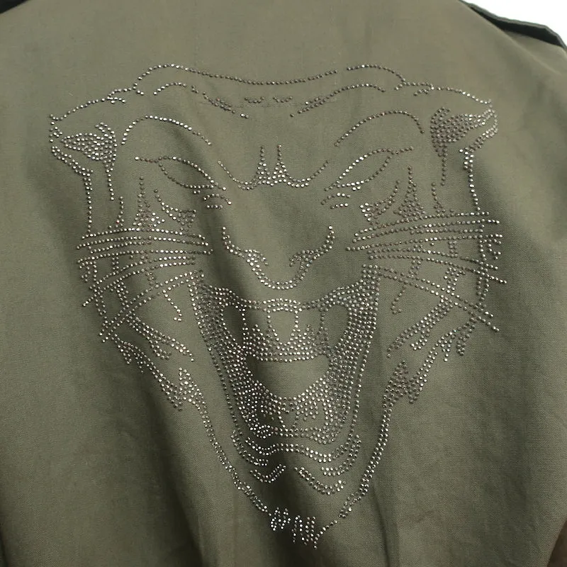 Zadig & Voltaire Crystal-Embellished Military Jacket Kalen Olive Size Medium