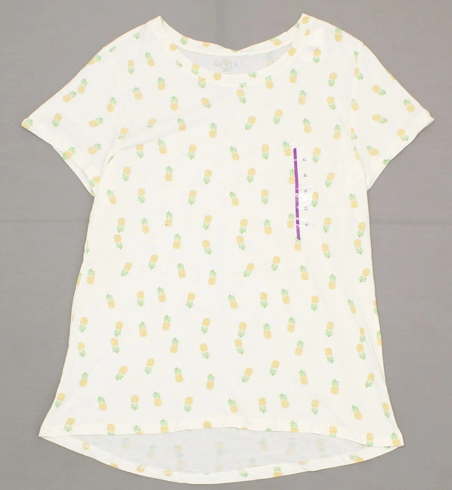 Zoe   Liv Women's Short Sleeve Pineapple Print T-Shirt