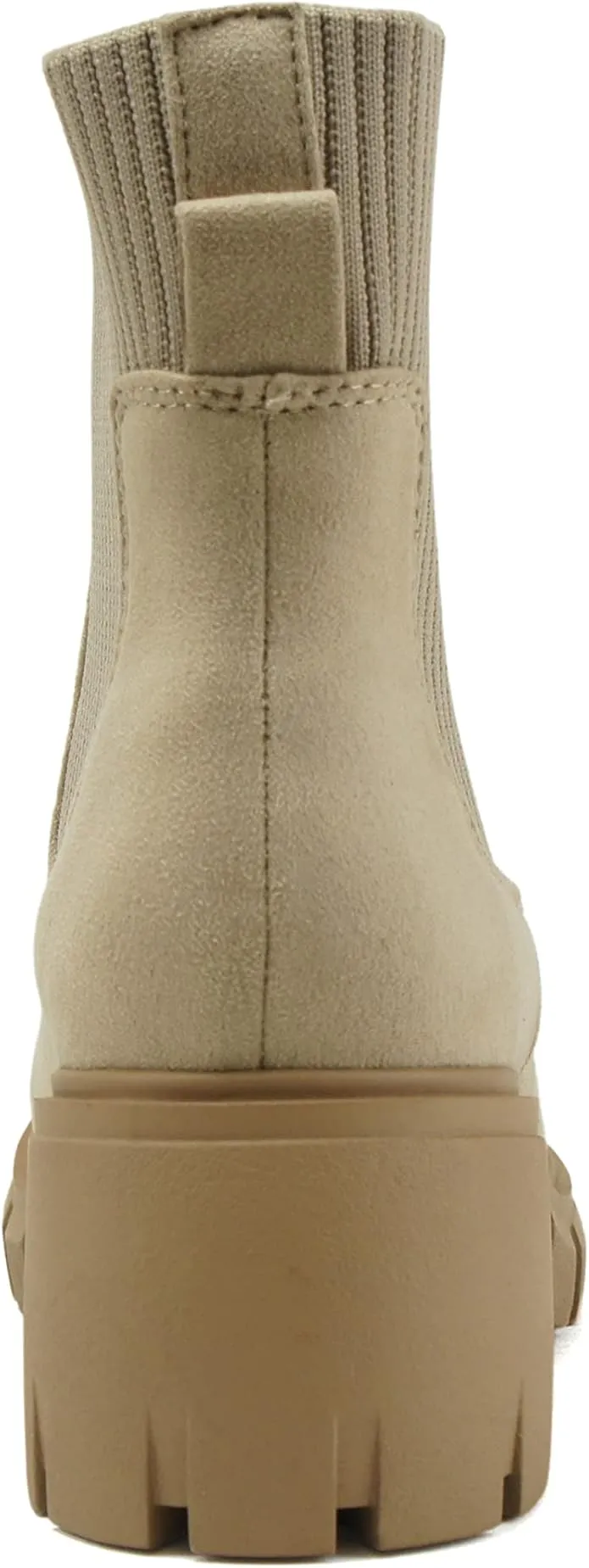 Zordy Women's Lug Sole Mid Heel Chelsea Ankle Bootie